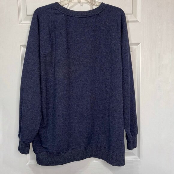 Wildfox Sweatshirt‎ Womens Large Blue Good Vibes Fuzzy Spellout Oversized Cozy - Picture 3 of 8